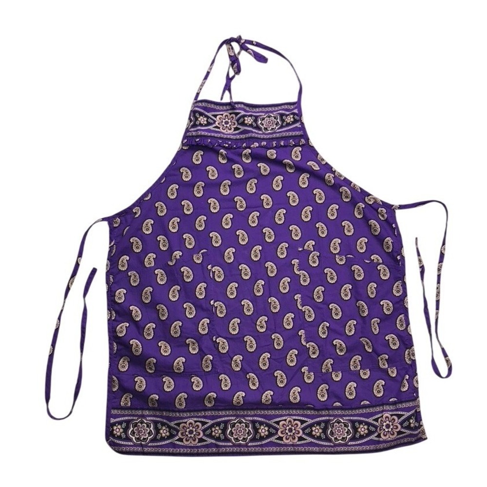 Vera Bradley Purple Paisley Cotton Apron Front‎ Pockets Adjustable Halter Neck